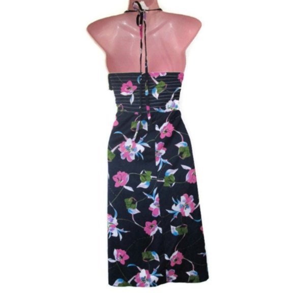 1970s vintage blue halter bullet bra midi dress - Picture 3 of 5